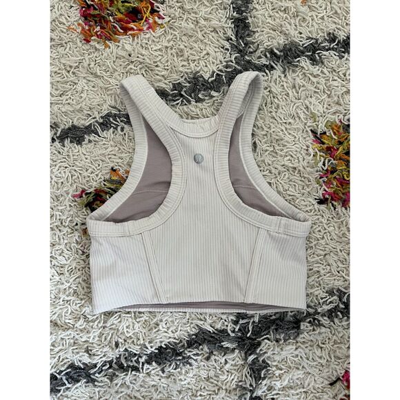 Lululemon Ribbed Nulu High-Neck Yoga Bra in Natural Ivory - sz 2 - Picture 4 of 6